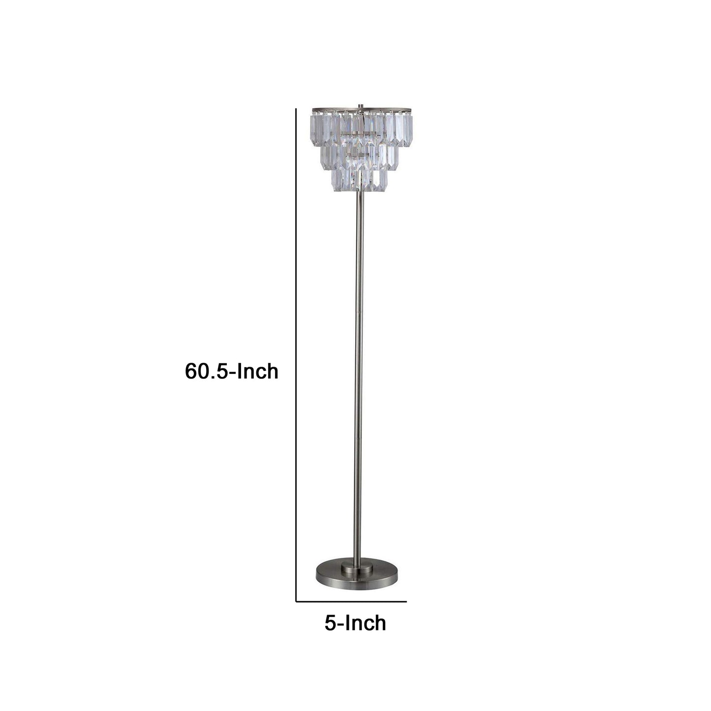 Floor Lamp With Hanging Crystal Droplets Silver