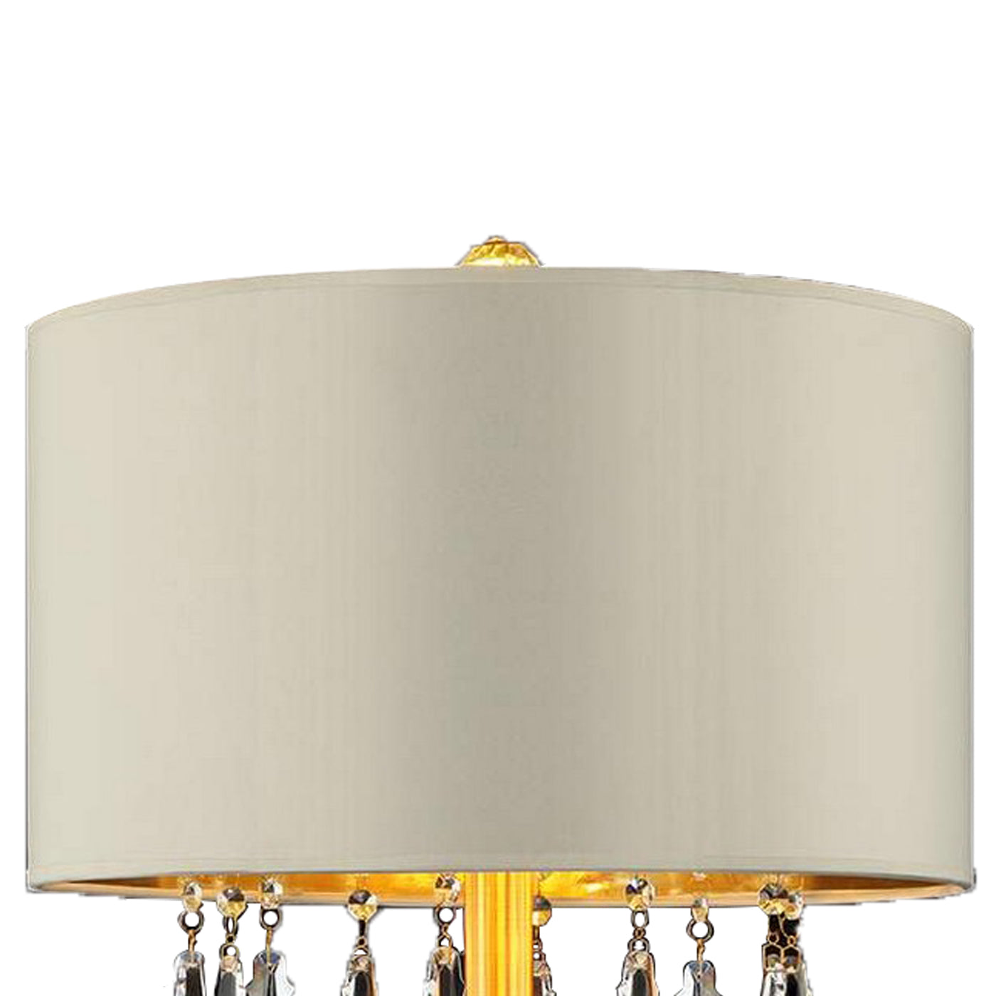Table Lamp with Hanging and Round Crystals Gold and Cream