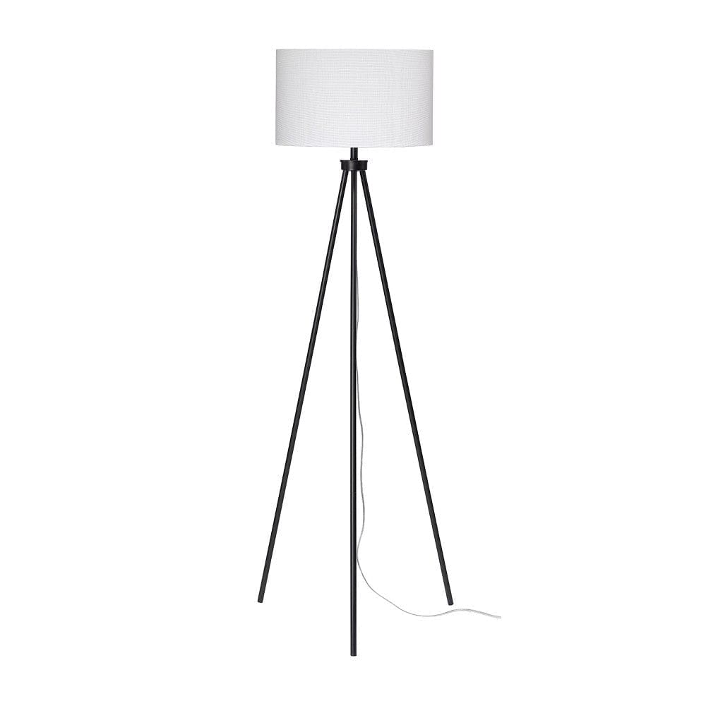 Floor Lamp With Tripod Stand And Round Shade Black