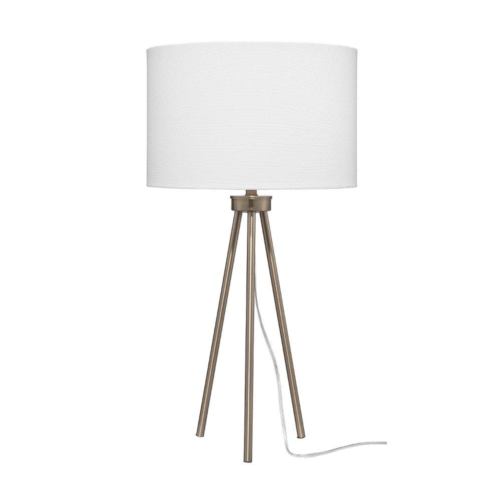 Table Lamp with Tripod Stand and Round Shade Brass