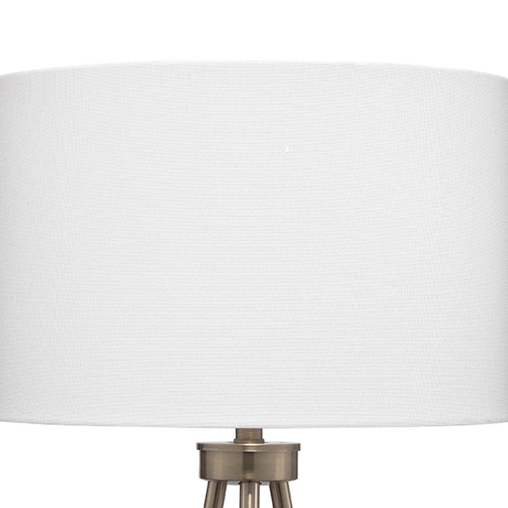 Table Lamp with Tripod Stand and Round Shade Brass
