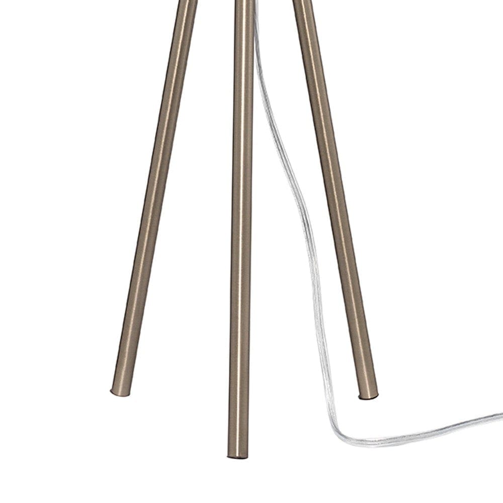 Table Lamp with Tripod Stand and Round Shade Brass