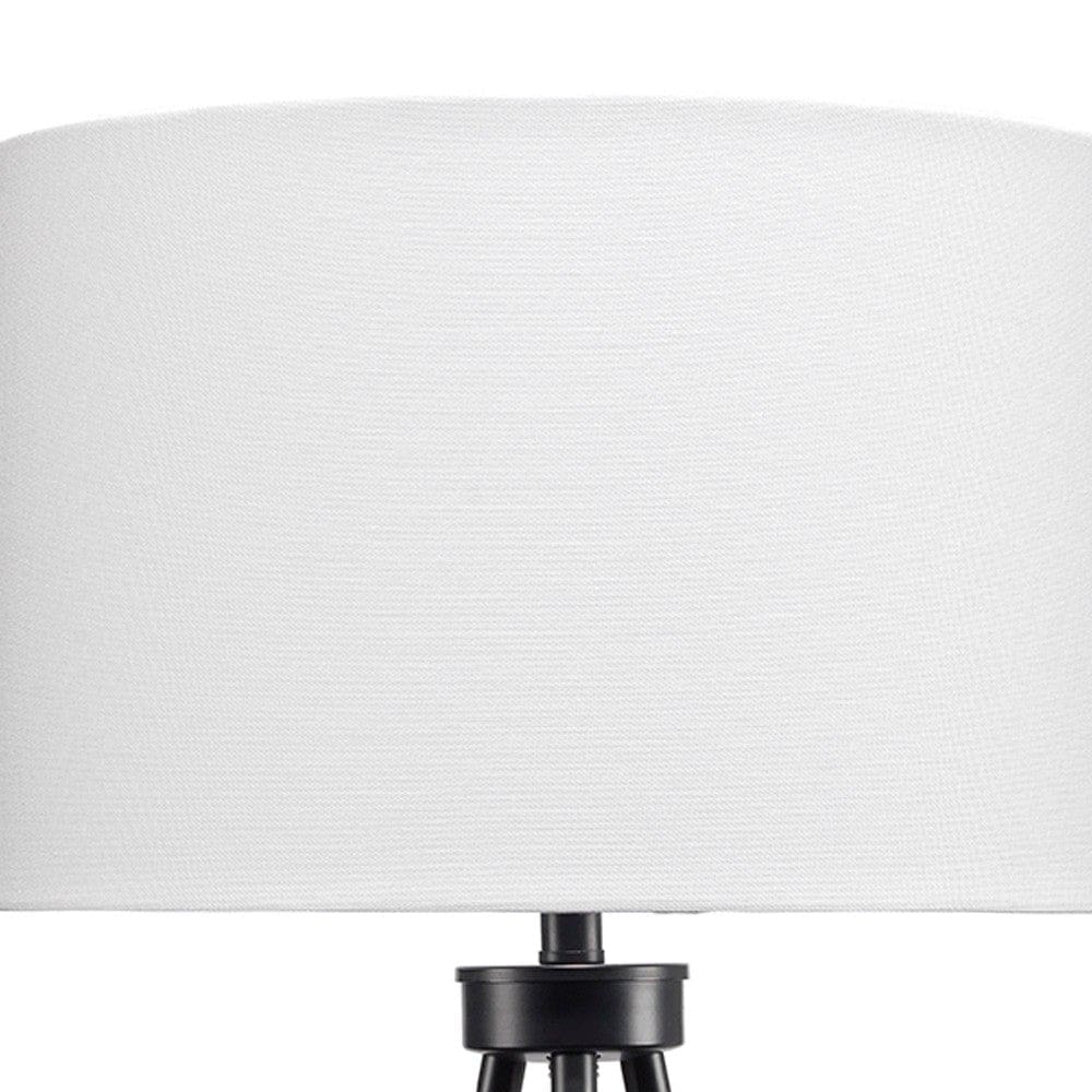 Table Lamp with Tripod Stand and Round Shade Black