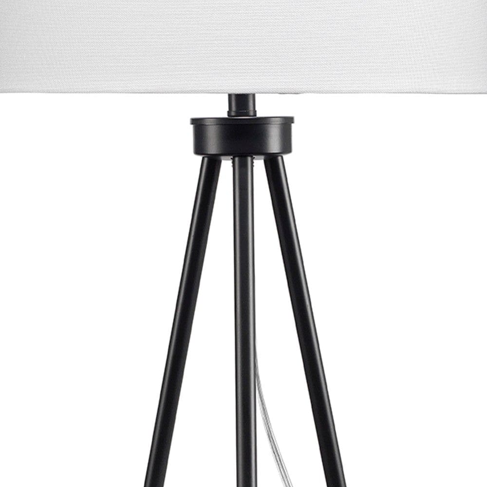 Table Lamp with Tripod Stand and Round Shade Black