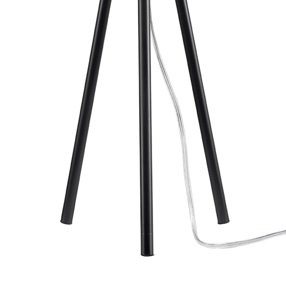 Table Lamp with Tripod Stand and Round Shade Black