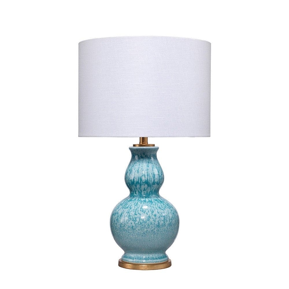 Table Lamp with Ceramic Curved Bellied Base Blue