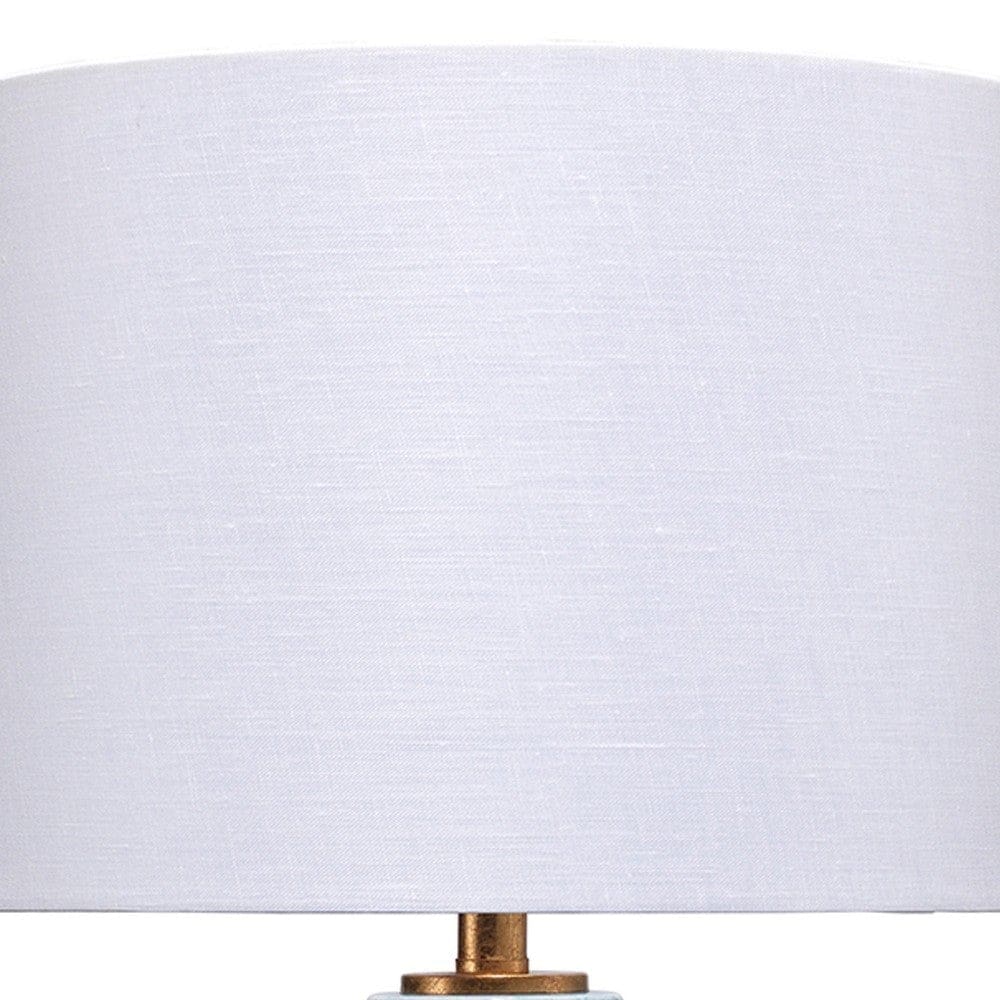 Table Lamp with Ceramic Curved Bellied Base Blue