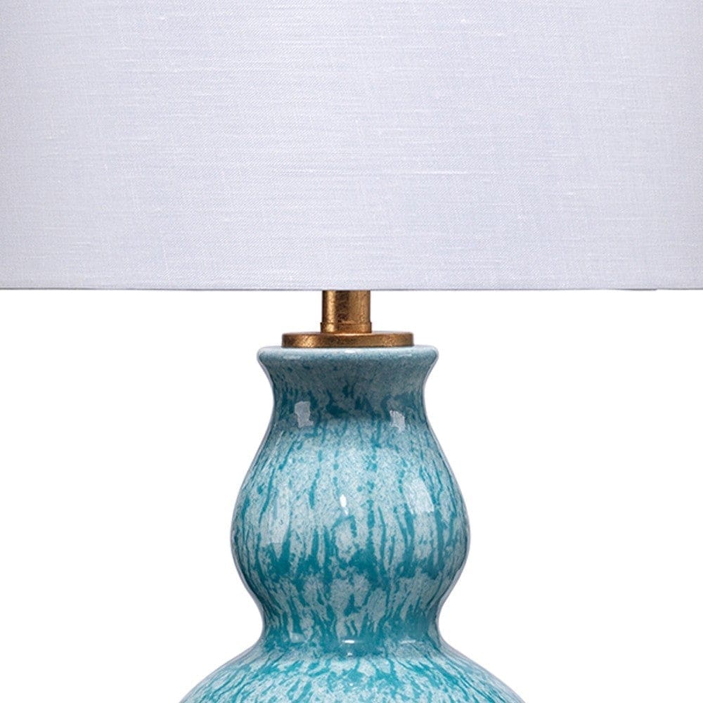 Table Lamp with Ceramic Curved Bellied Base Blue