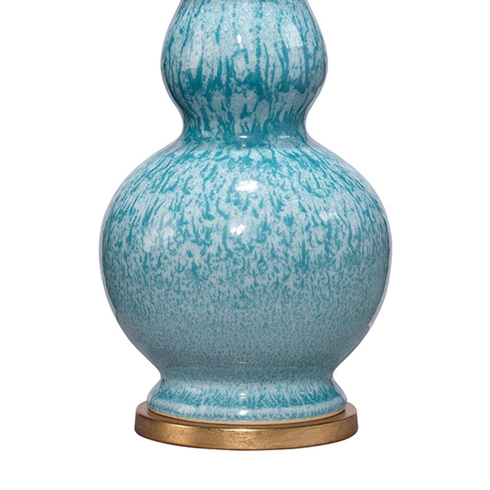 Table Lamp with Ceramic Curved Bellied Base Blue