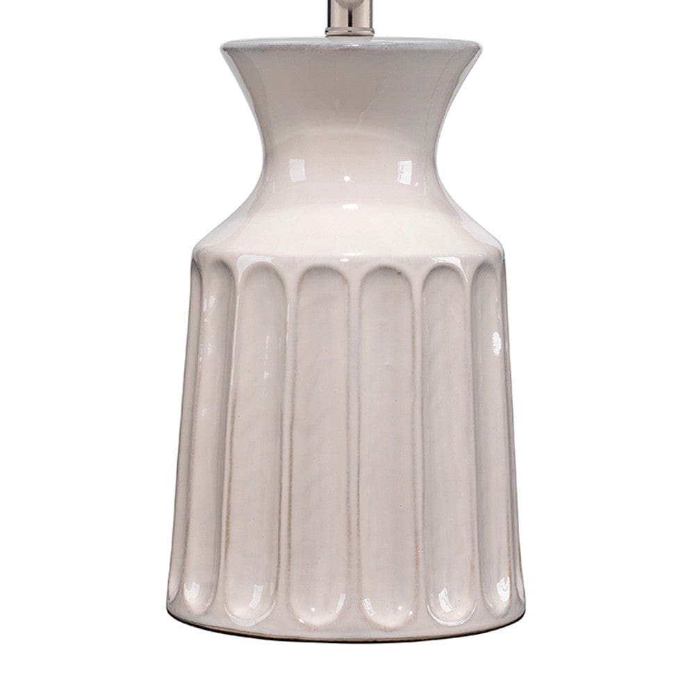 Table Lamp with Ceramic Riged Urn Base and Drum Base White