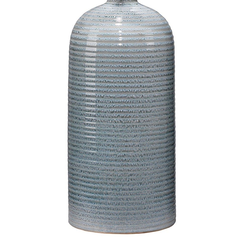 Table Lamp with Ceramic Riged Base and Drum Shade White