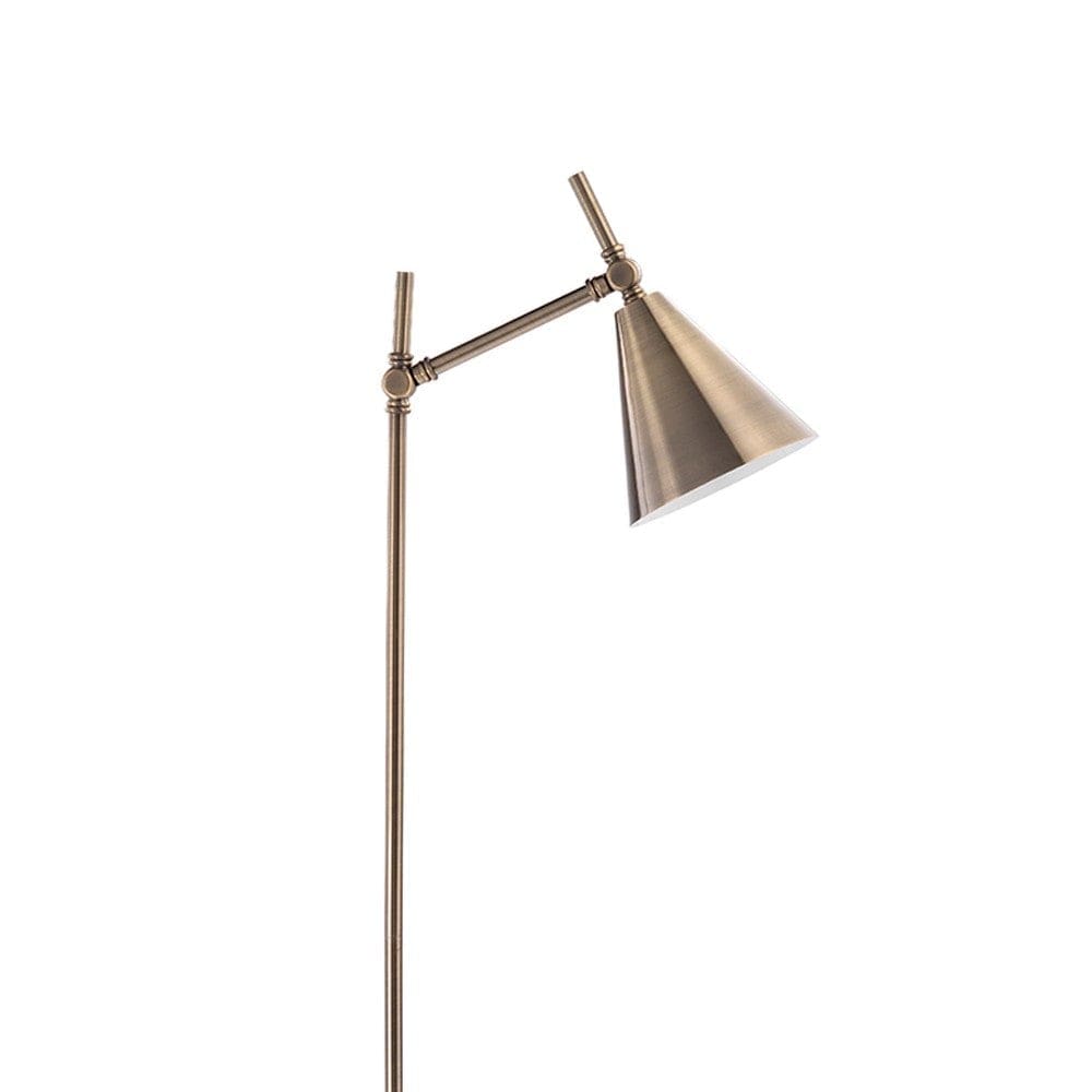 Floor Lamp With Metal Shade And Round Marble Base Brass