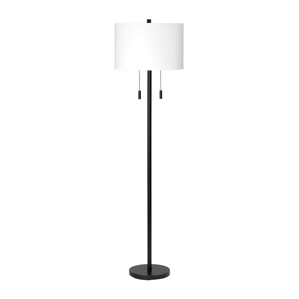 Floor Lamp With Drum Shade And Pull Chain White And Black