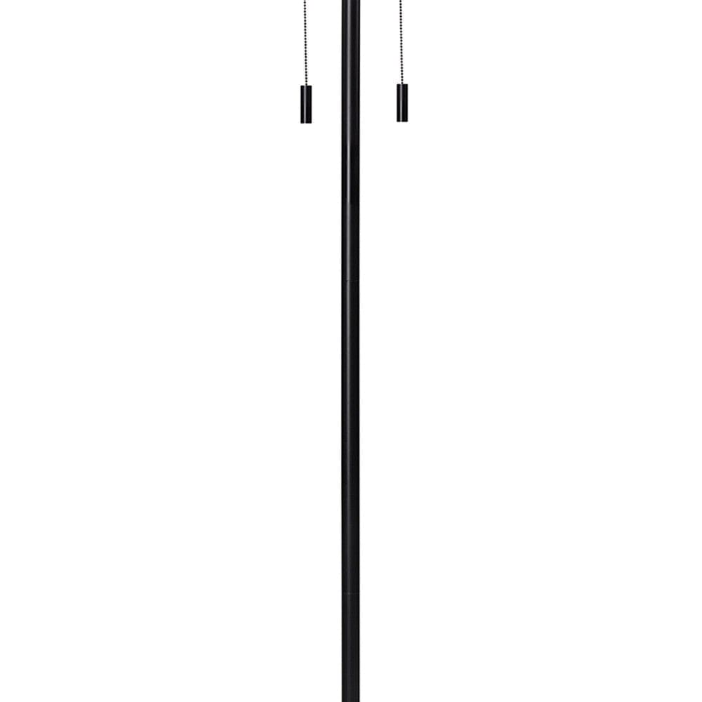Floor Lamp With Drum Shade And Pull Chain White And Black