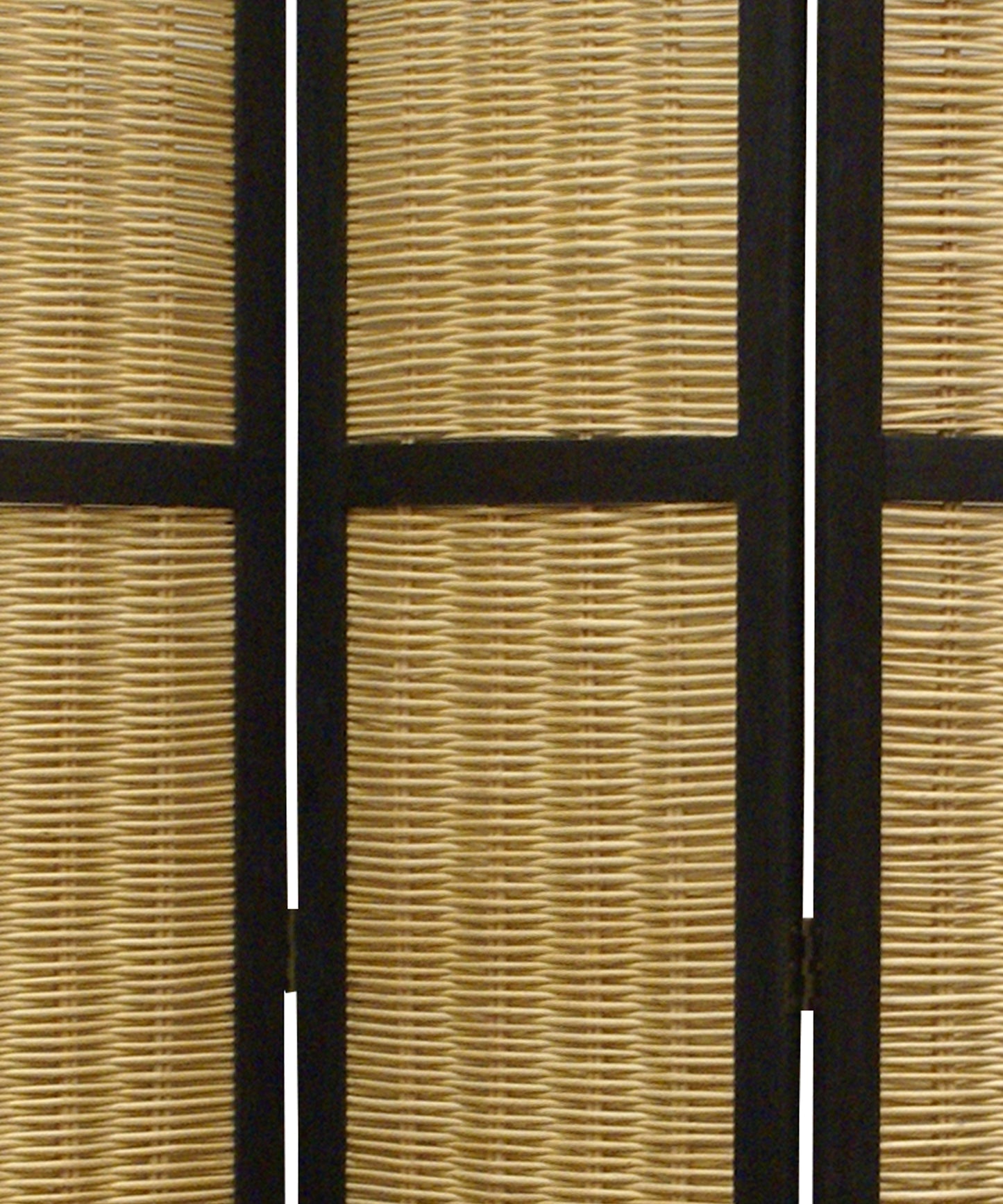 Cottage Style 3 Panel Room Divider with Willow Weaving, Black and Brown