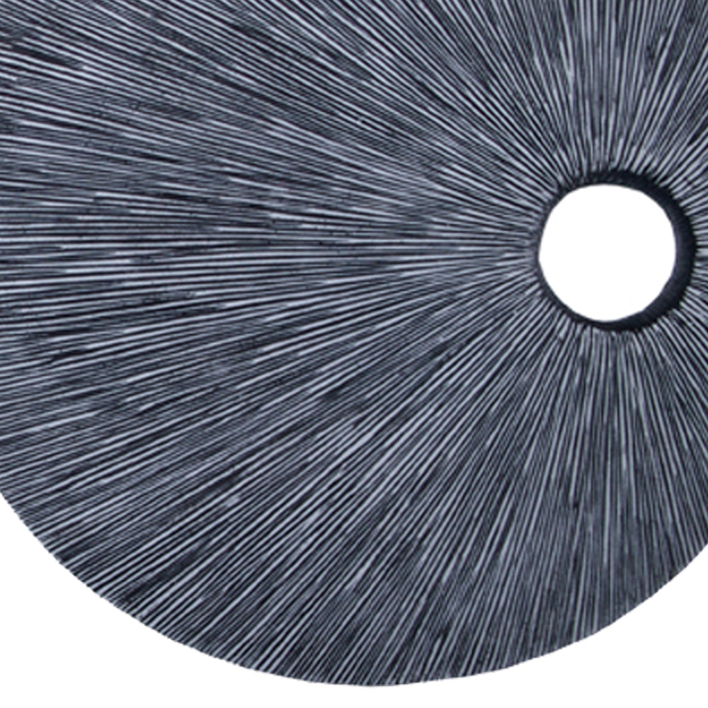 Ribbed Round Sandstone Wall Decor With Cut Out Near The Edge Small Gray