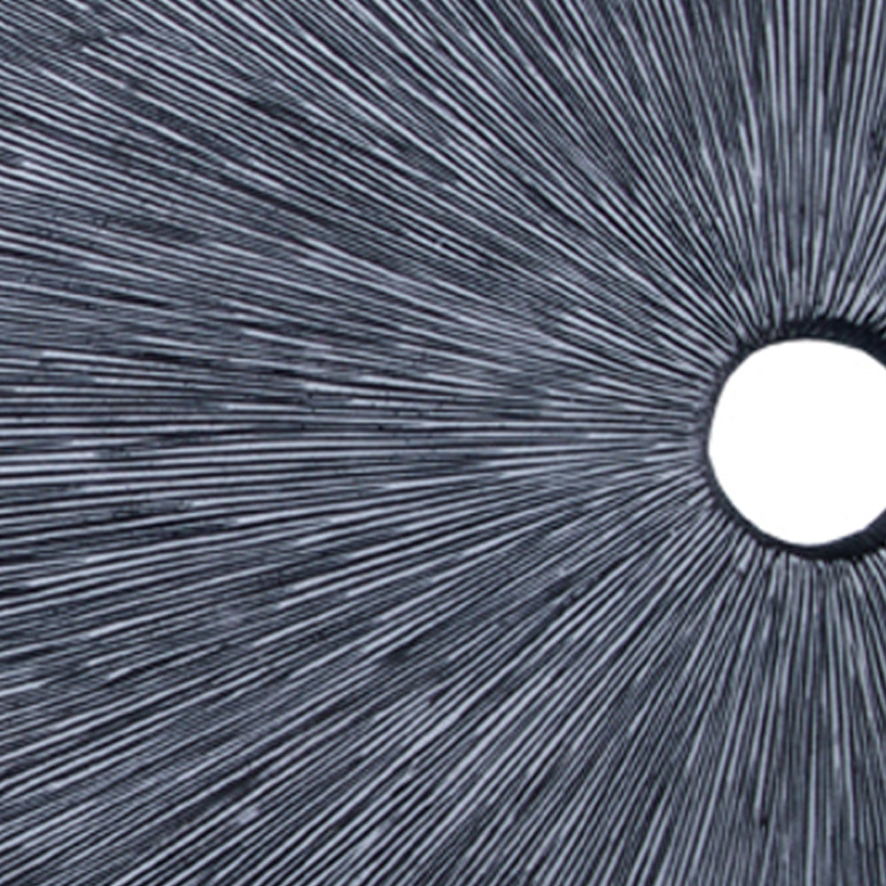 Ribbed Round Sandstone Wall Decor With Cut Out Near The Edge Medium Gray