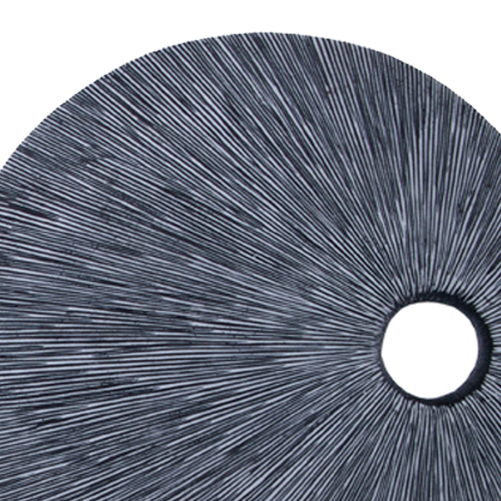Ribbed Round Sandstone Wall Decor With Cut Out Near The Edge Large Gray