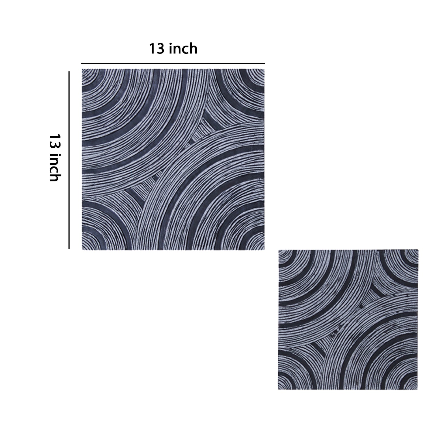 Square Sandstone Wall Decor With Lined Circular Design Small Gray
