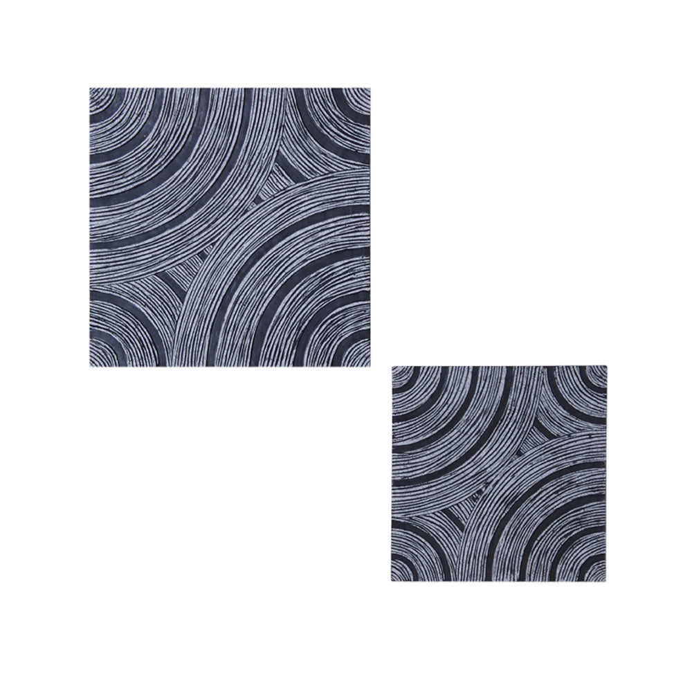 Square Sandstone Wall Decor With Lined Circular Design Large Gray