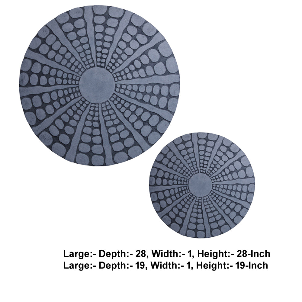Round Sandstone Wall Decor With Stardust Pebble Large Gray