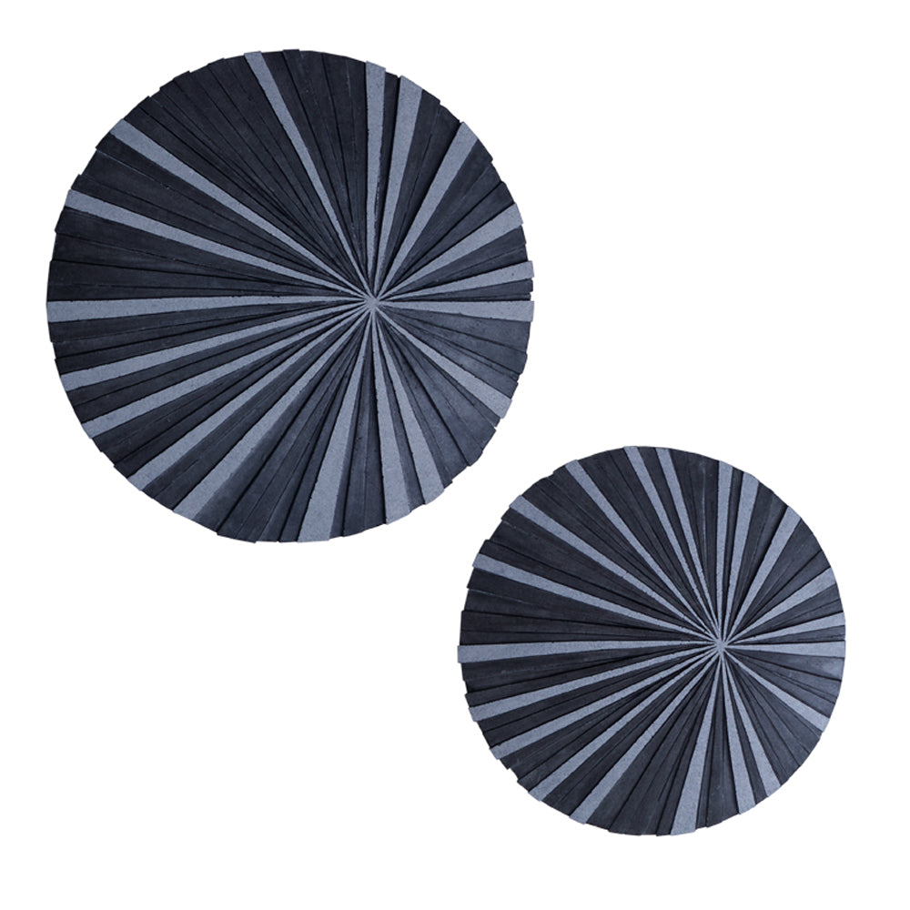 Round And Ribbed Sandstone Wall Decor Large Gray