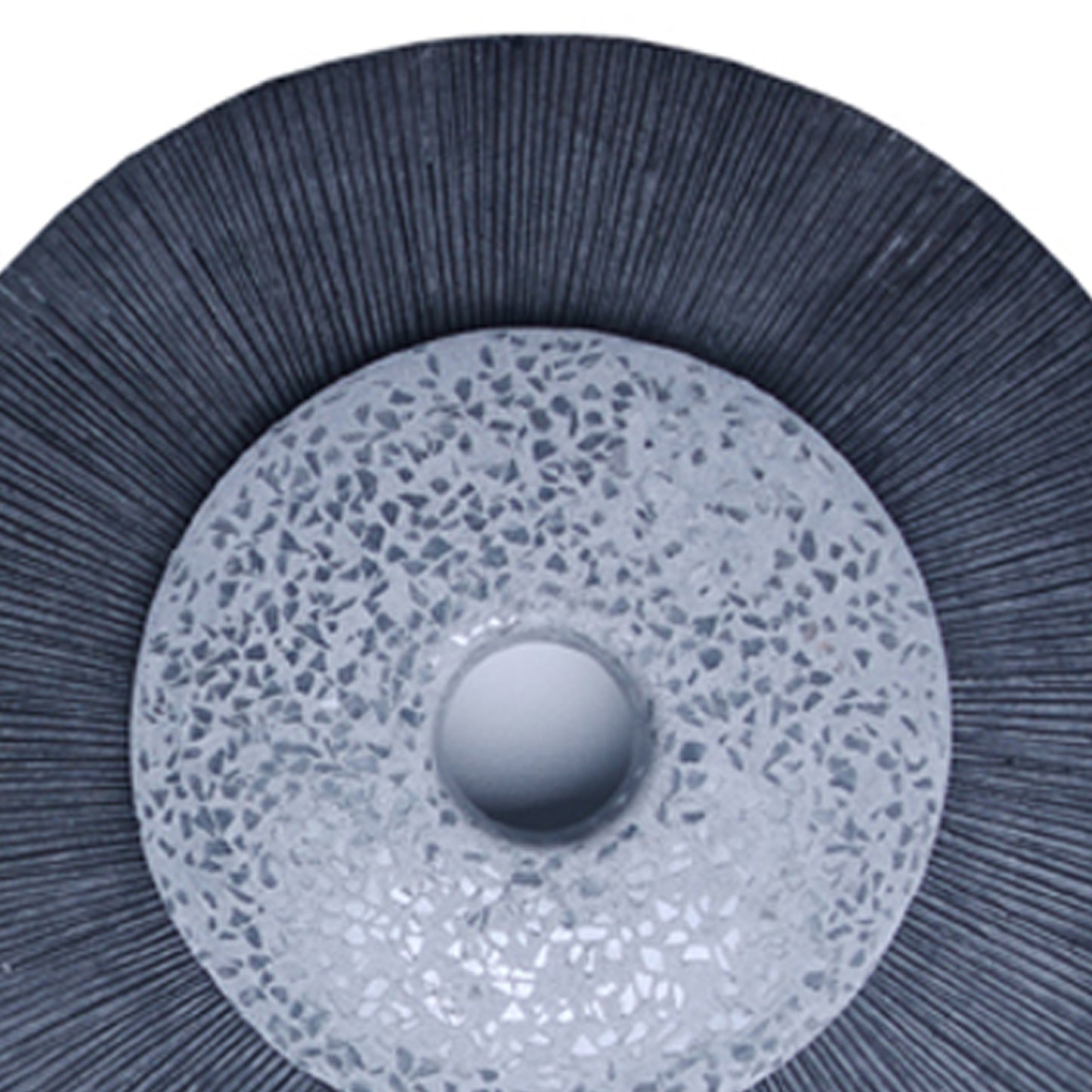 Round Dual Layer Glass And Sandstone Wall Decor Small Gray
