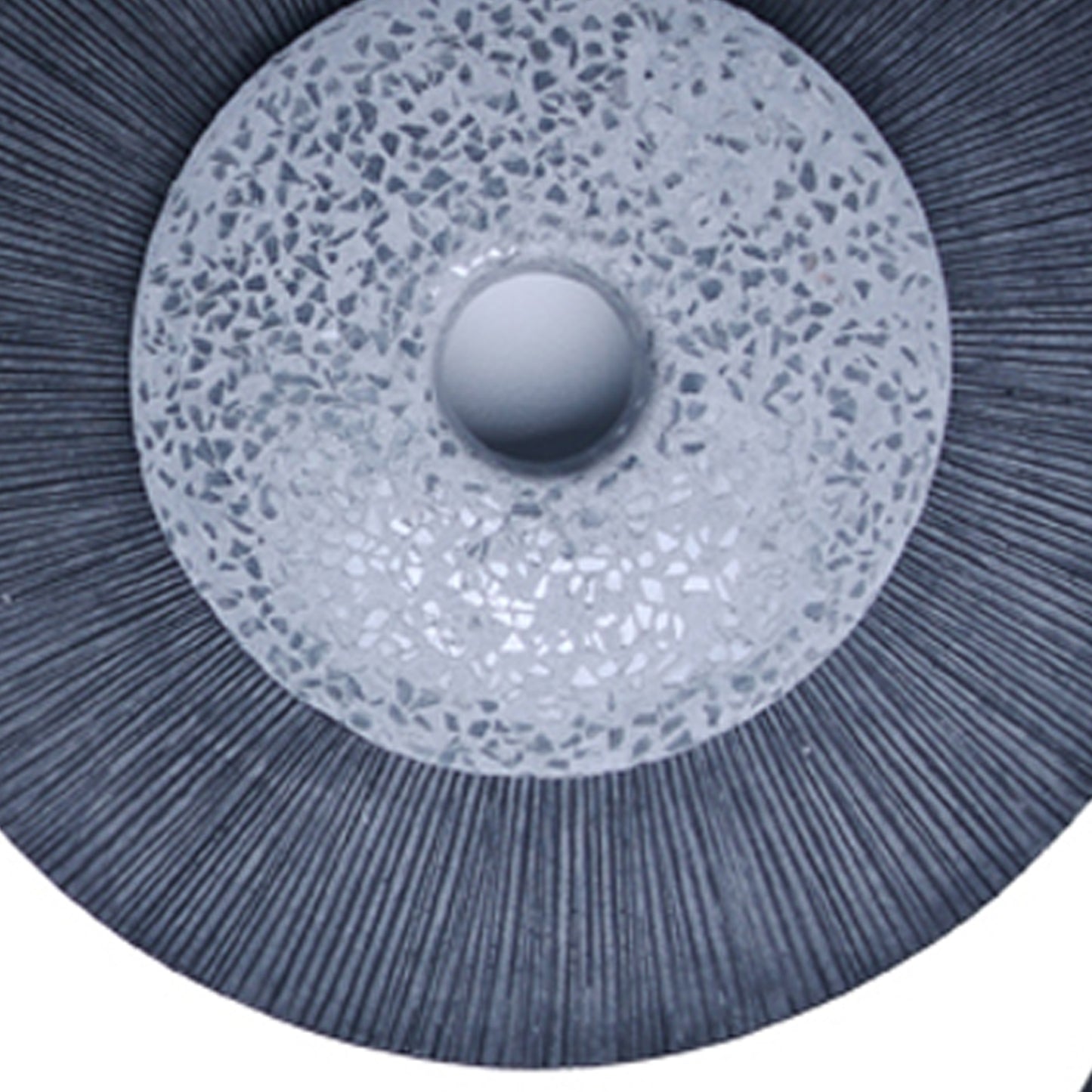 Round Dual Layer Glass And Sandstone Wall Decor Small Gray