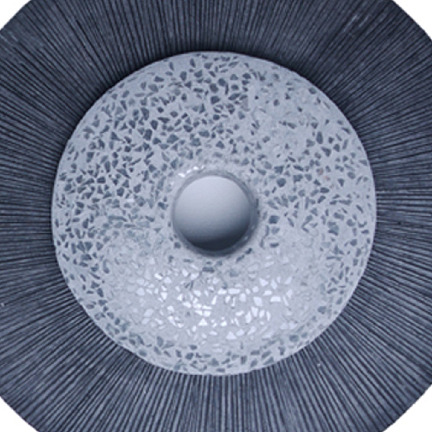 Round Dual Layer Glass And Sandstone Wall Decor Small Gray