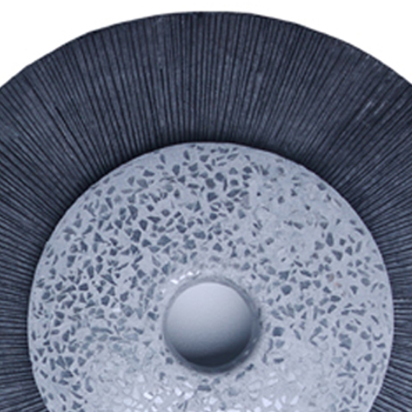 Round Dual Layer Glass And Sandstone Wall Decor Large Gray