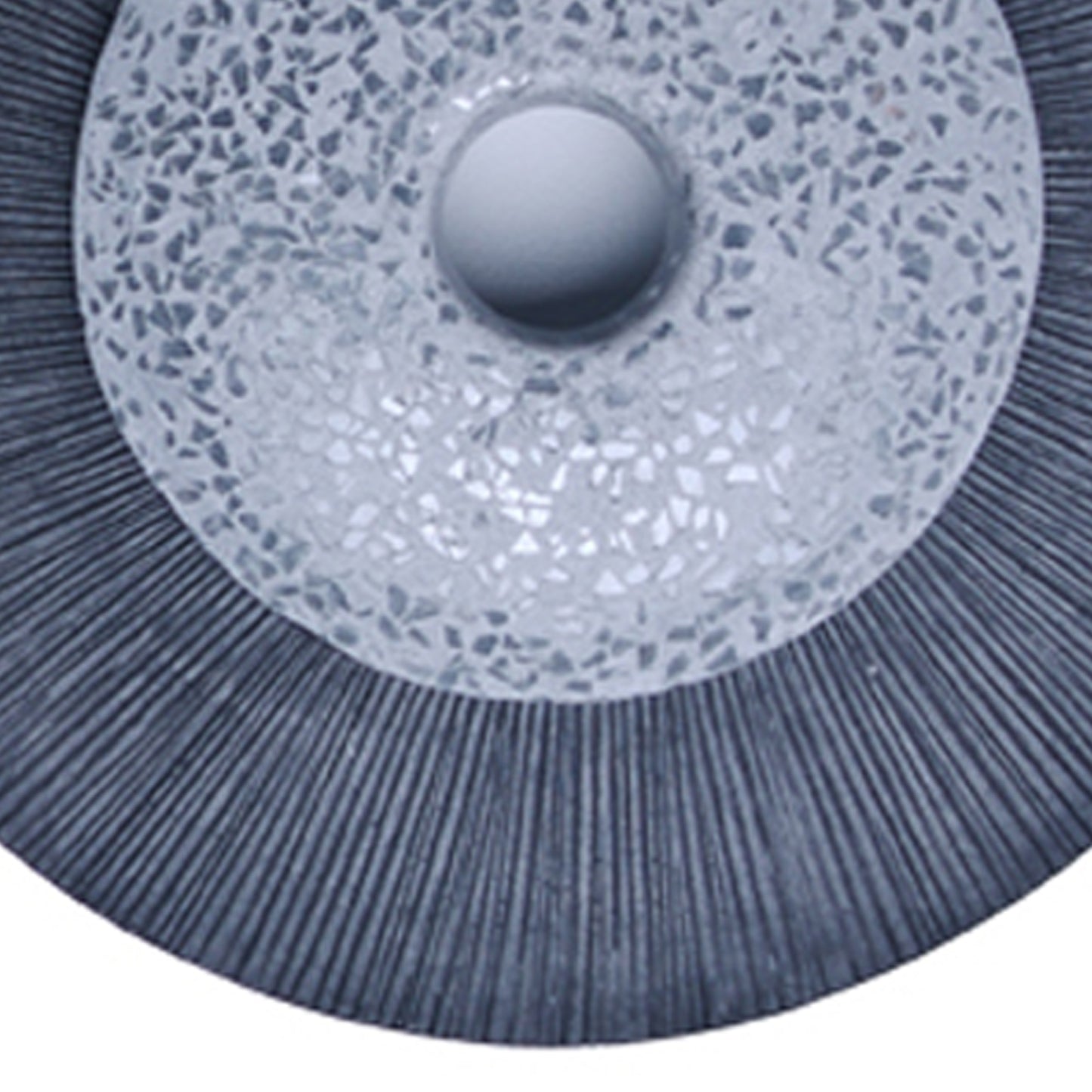 Round Dual Layer Glass And Sandstone Wall Decor Large Gray