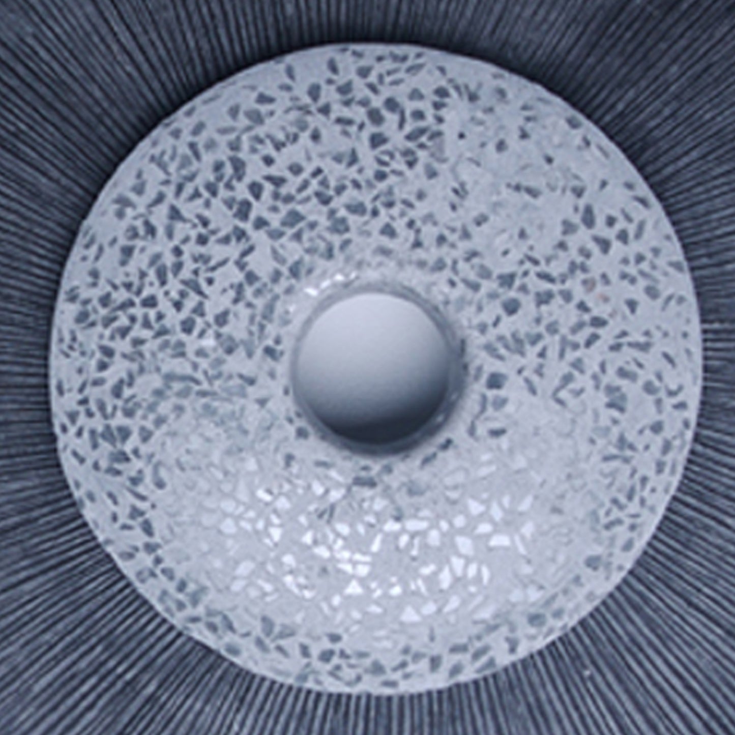 Round Dual Layer Glass And Sandstone Wall Decor Large Gray