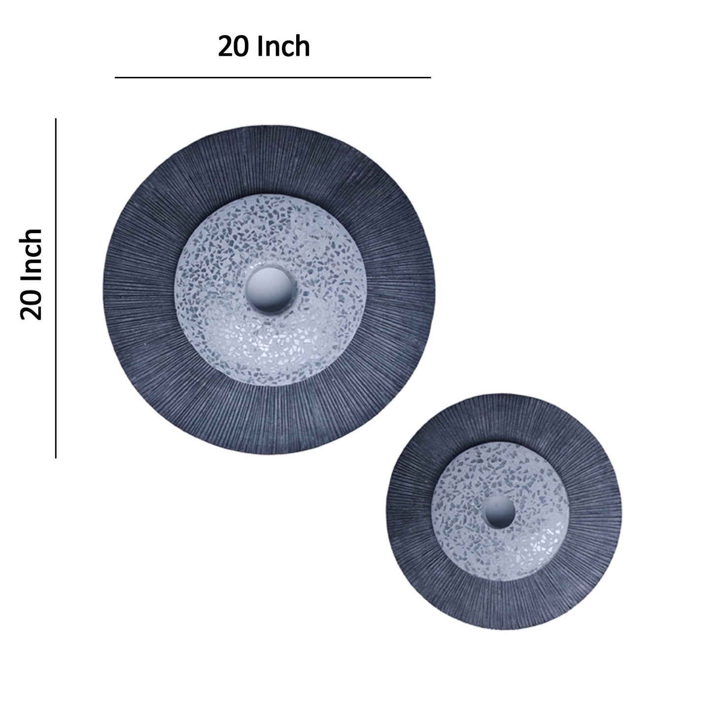 Round Dual Layer Glass And Sandstone Wall Decor Large Gray