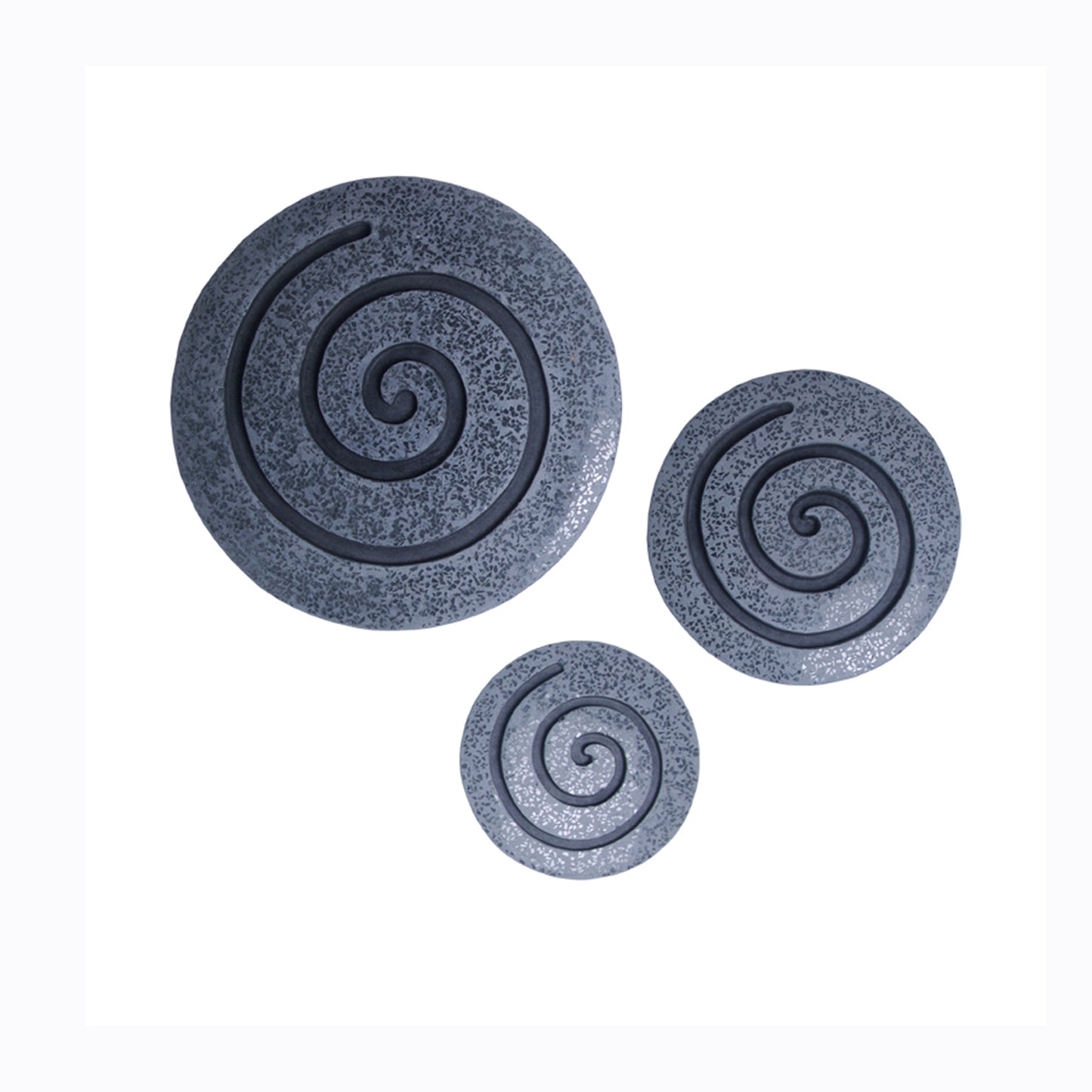 Round Sandstone And Glass Wall Decor With Spiral Design Medium Gray