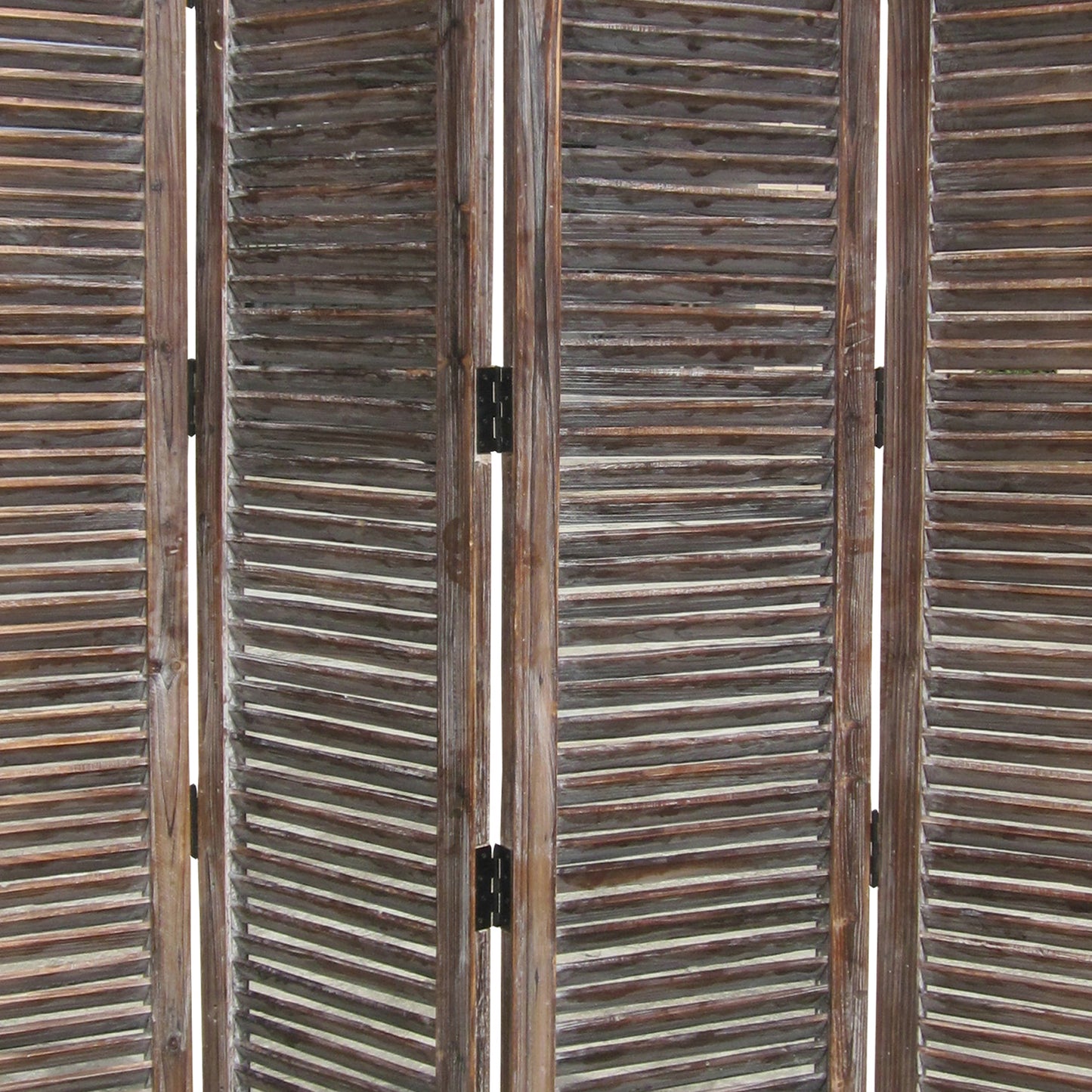4 Panel Room Divider with Shutter Design, Weathered Brown