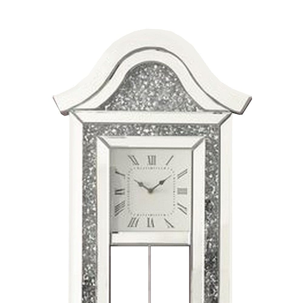 Wall Clock With Mirror Trim And Arched Top Silver