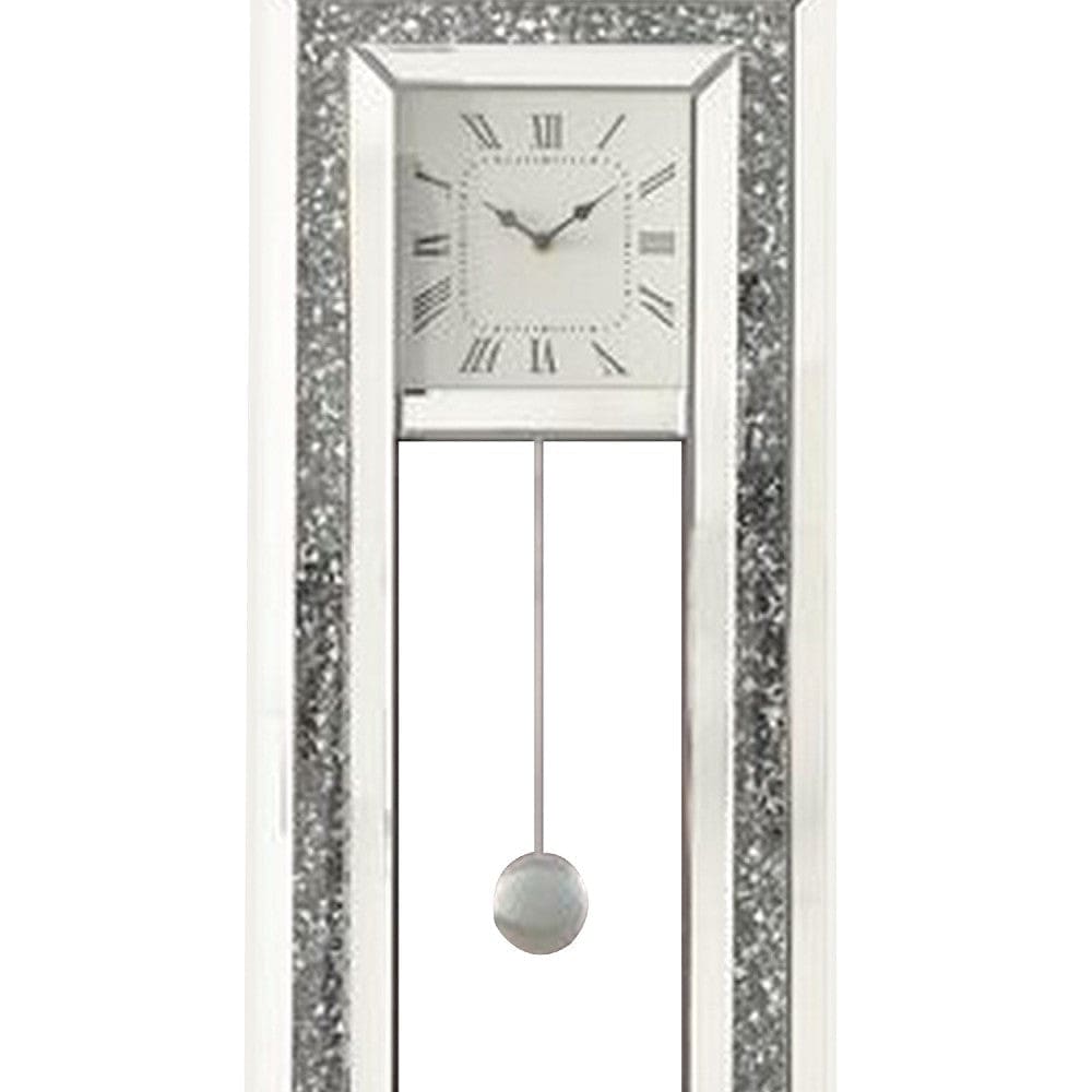 Wall Clock With Mirror Trim And Arched Top Silver