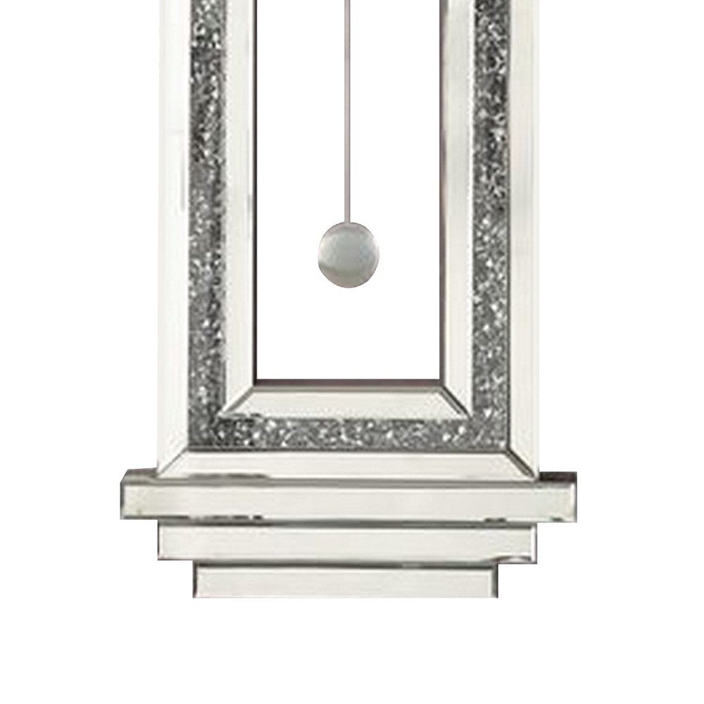 Wall Clock With Mirror Trim And Arched Top Silver