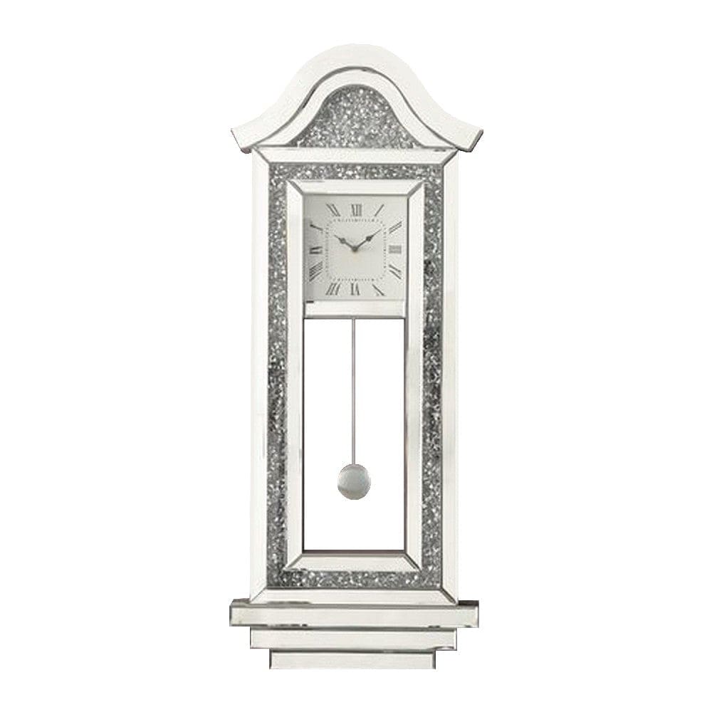 Wall Clock With Mirror Trim And Arched Top Silver