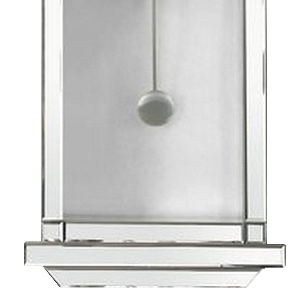 Pendulum Wall Clock With Mirror Trim And Molded Design Silver