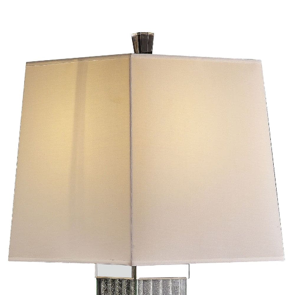 Table Lamp with Cuboid Shape and Faux Diamond Inlay Silver
