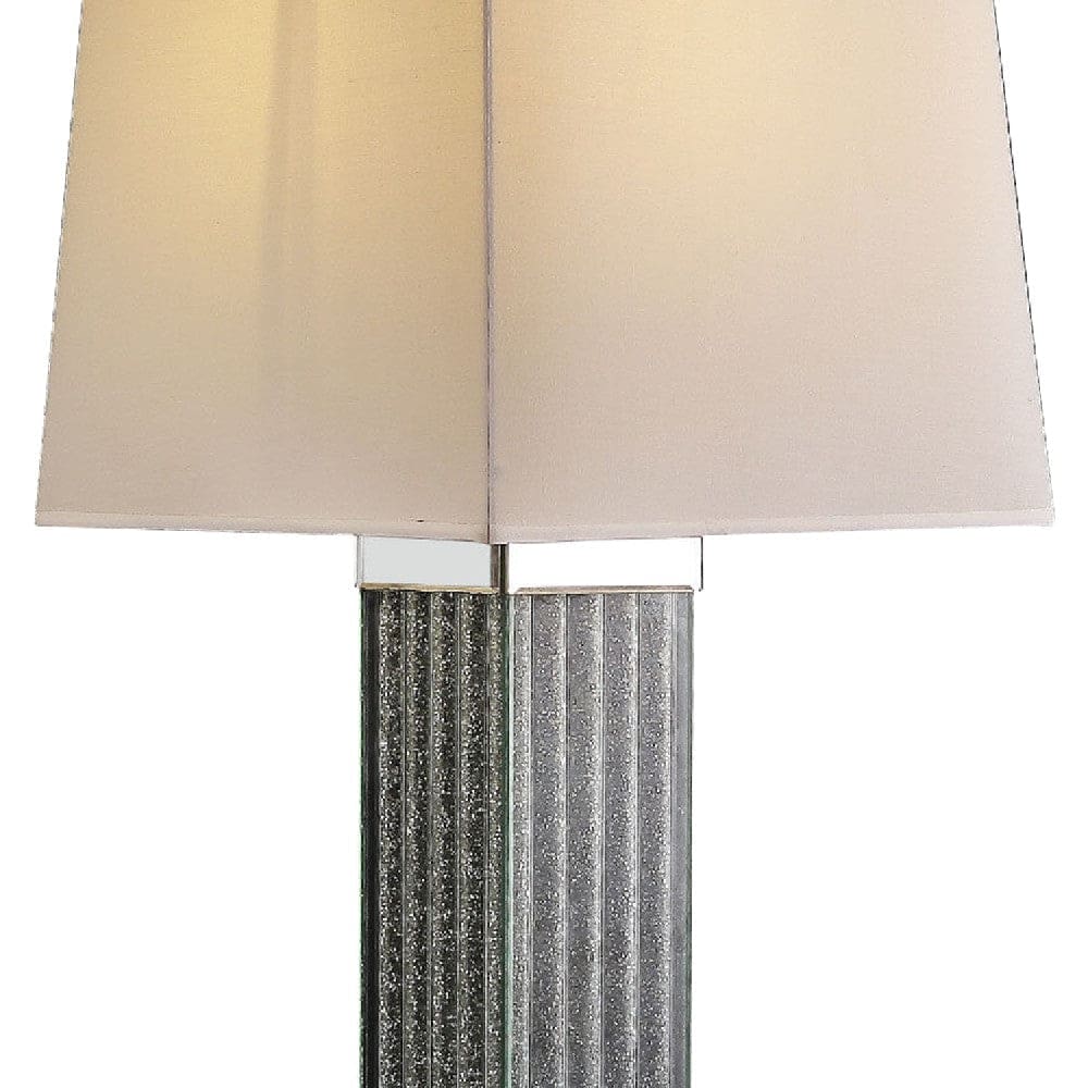 Table Lamp with Cuboid Shape and Faux Diamond Inlay Silver