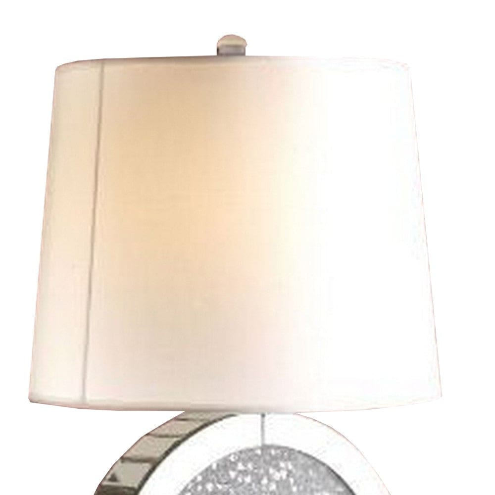 Table Lamp with Round Shaped Mirrored Base Silver