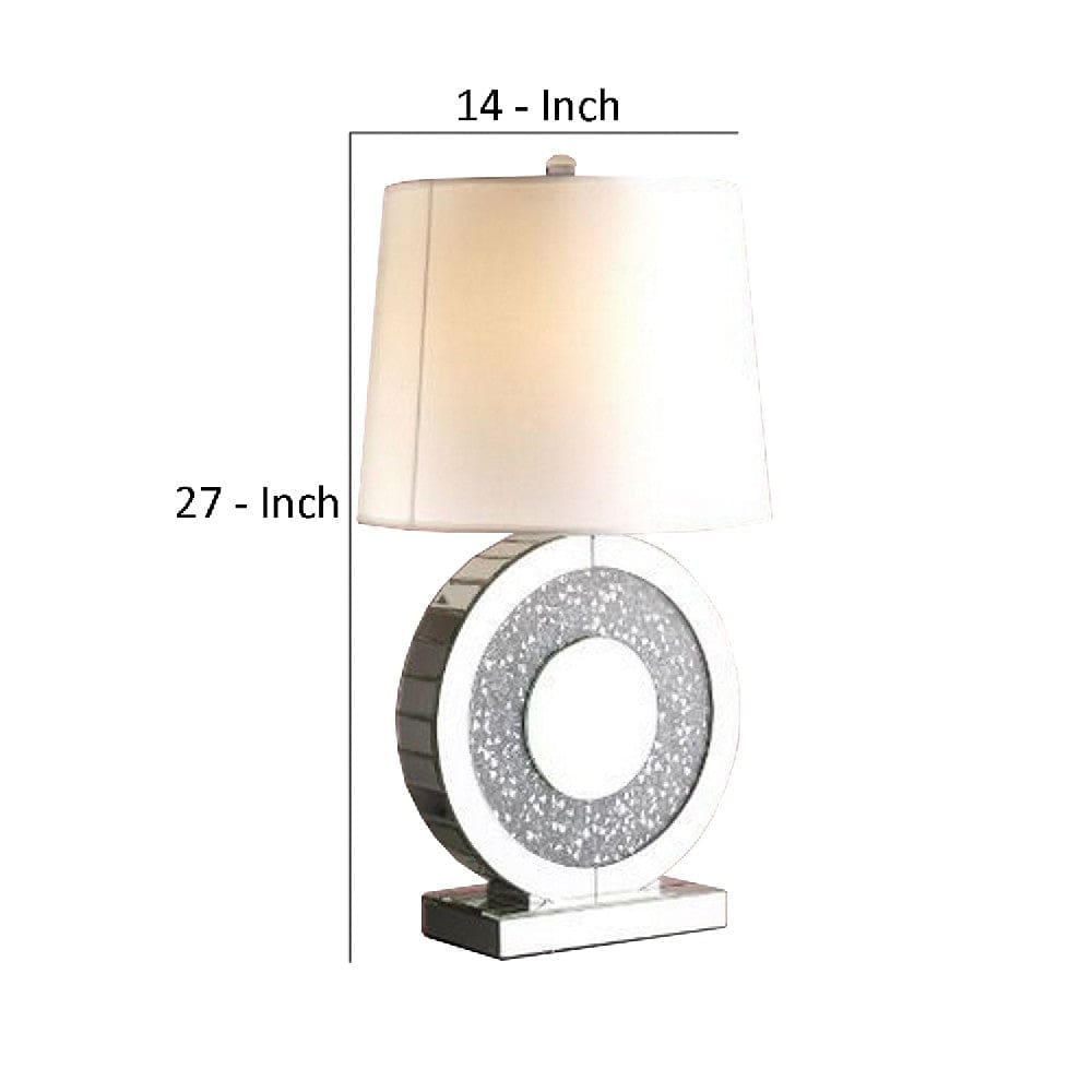 Table Lamp with Round Shaped Mirrored Base Silver