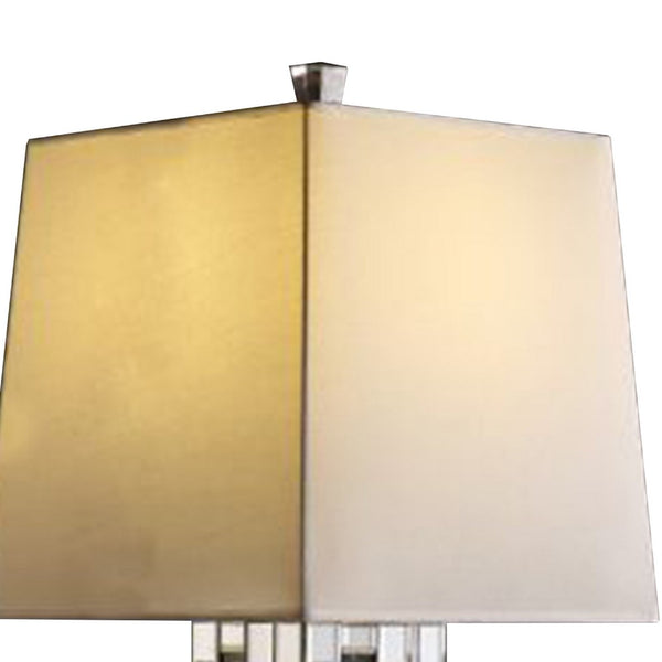 Table Lamp with Cuboid Shape and Mirrored Trim Silver