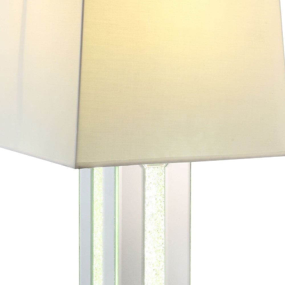 Table Lamp with Cuboid Shape Mirrored Base Silver