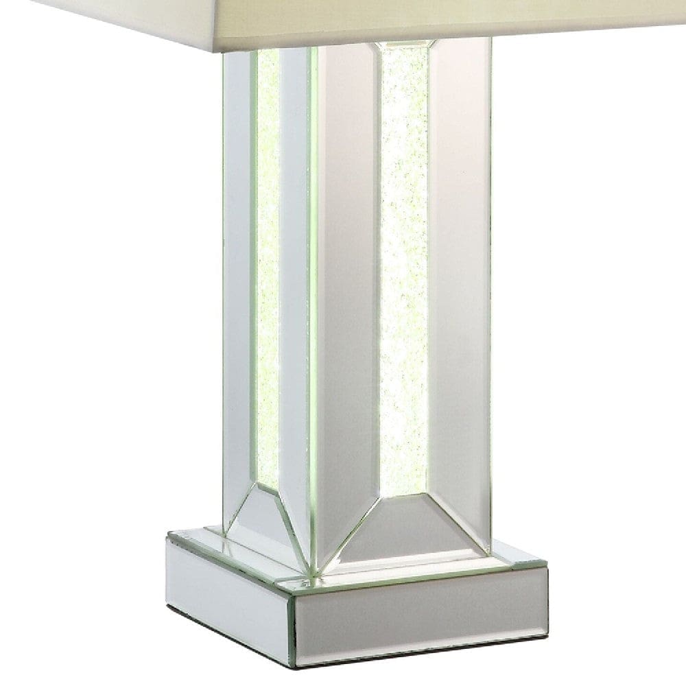 Table Lamp with Cuboid Shape Mirrored Base Silver