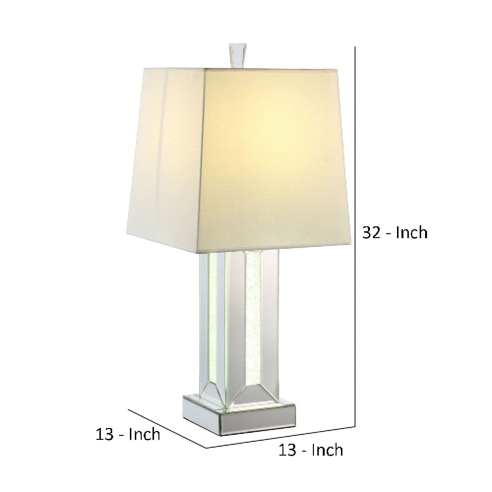 Table Lamp with Cuboid Shape Mirrored Base Silver