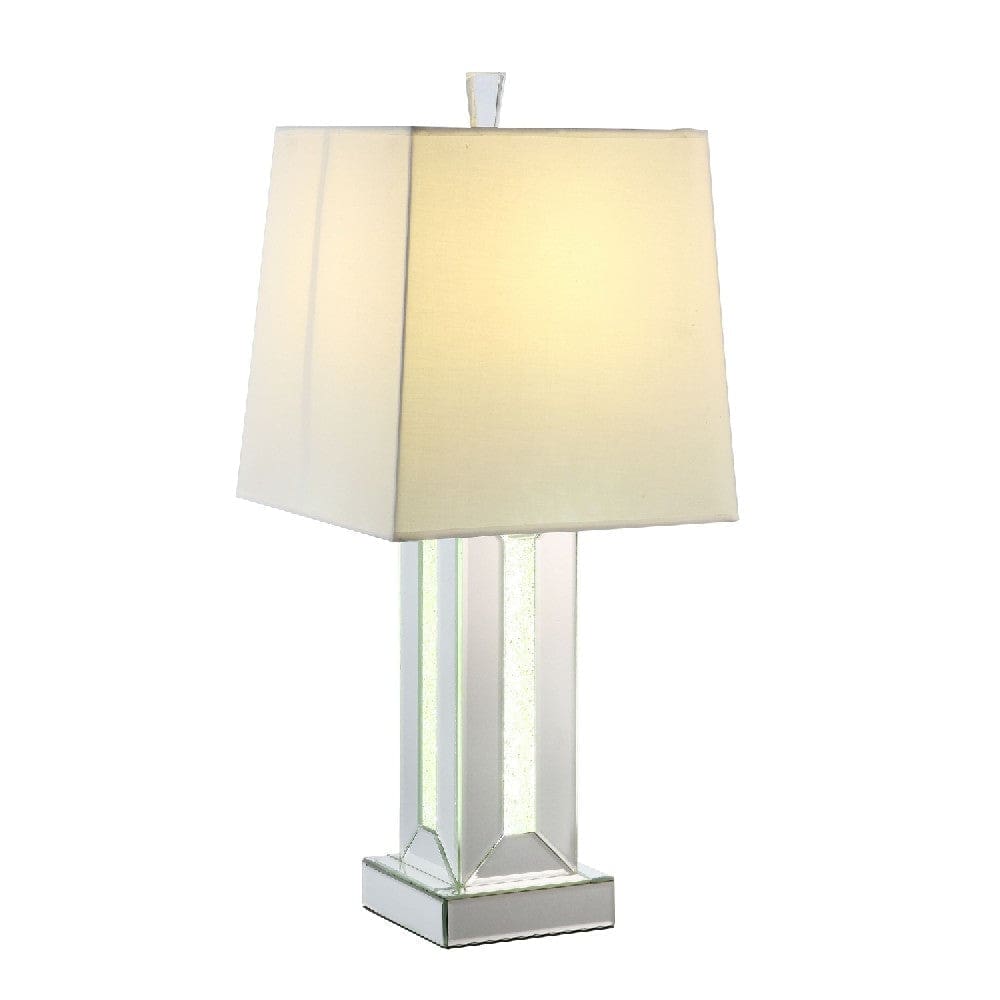Table Lamp with Cuboid Shape Mirrored Base Silver