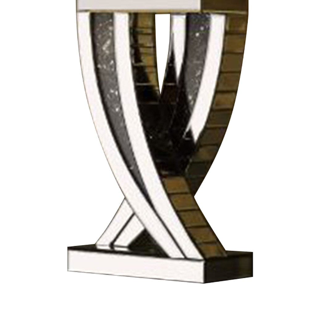 Table Lamp with Abstract Intersected Mirrored Base Silver
